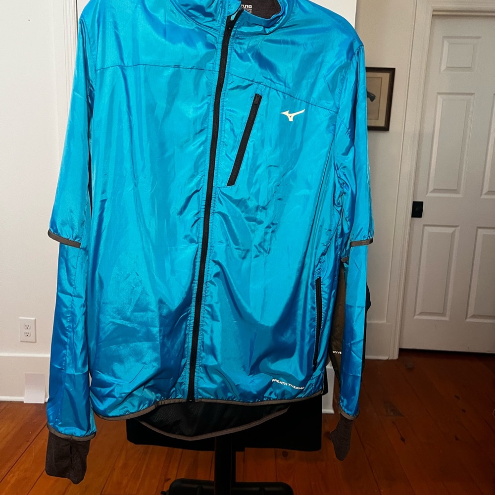 Mizuno Blue Windbreaker Lightweight Athletic Jacket